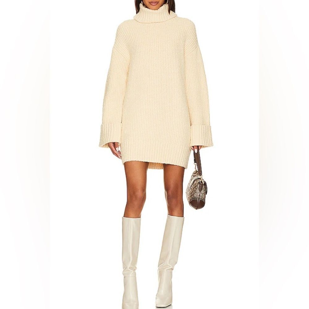 Lovers & Friends Cream Braewyn Turtleneck Sweater Dress Size Small